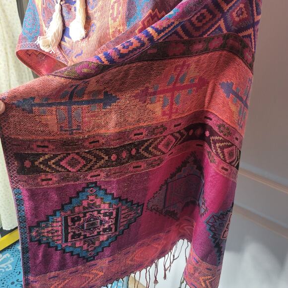 Boho hand-woven Poncho Bohemian Crop top Wrap Western Ethnic Clothing ONE SIZE - Picture 3 of 6